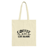 Coffee is My Life Blood Tote Bag, Caffeine Lover Gift, Coffee Addict Shopper Bag, Funny Tote Bag, Eco Friendly Bag, Reusable Grocery Bag - Tawshia